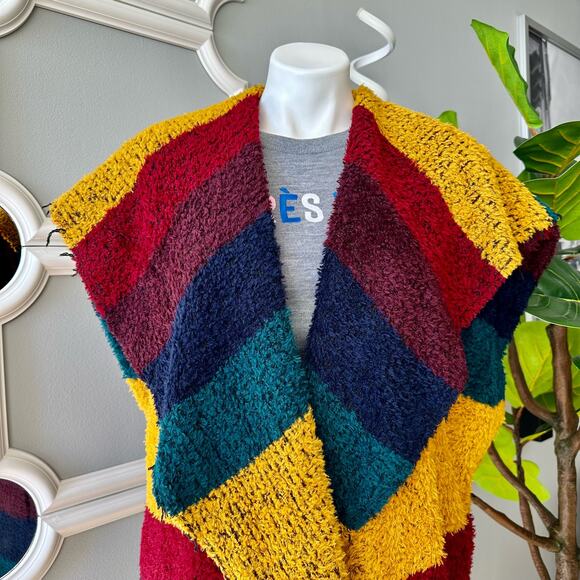 Alice + Olivia Muriel Striped Wool Oversized Vest Shawl Size M/L - Picture 3 of 13